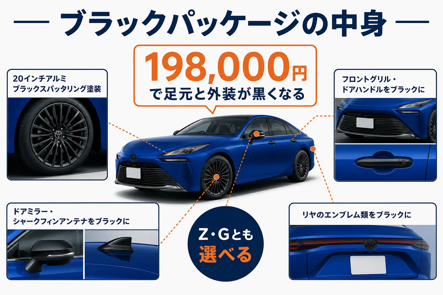 ブラックパッケージで黒くなる部位を示した図解