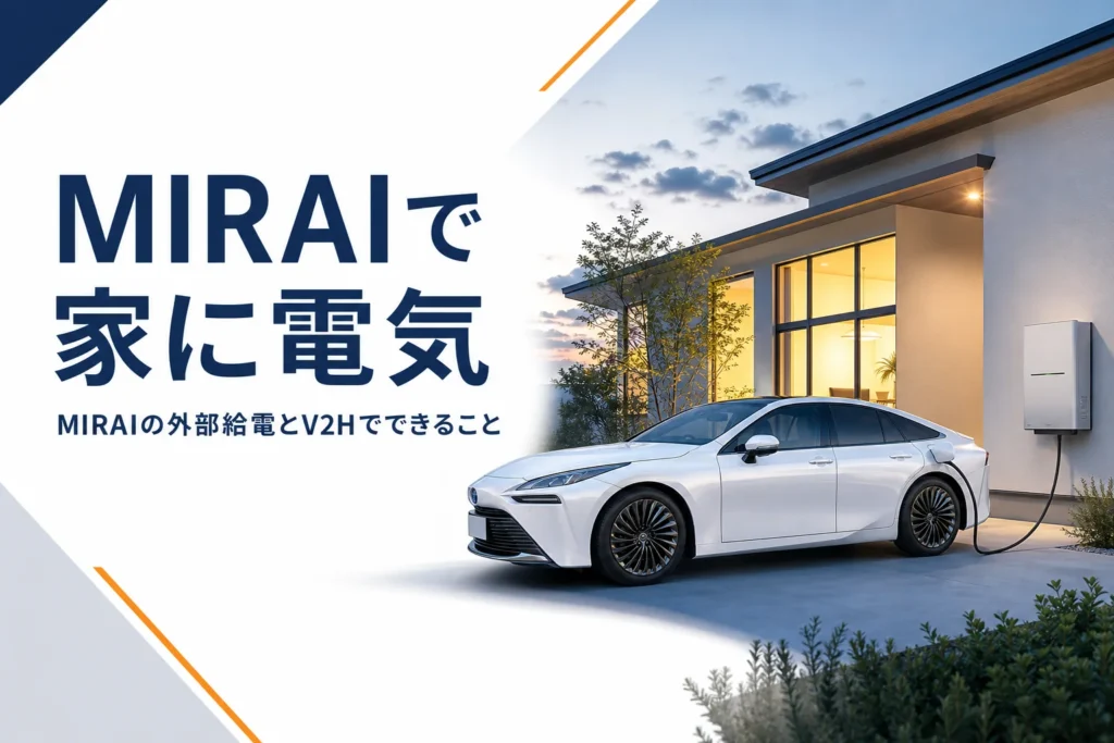 MIRAIから家へ電気を送るイメージのアイキャッチ