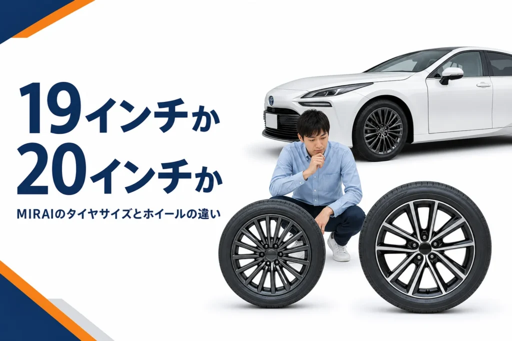 MIRAIの19インチと20インチのタイヤを比べたアイキャッチ